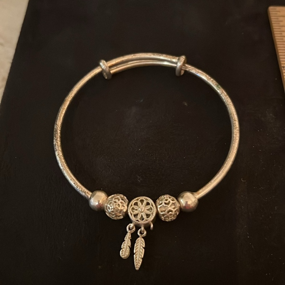 Stamped 999 Sterling Silver Bangle Bracelet